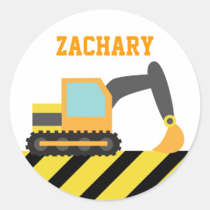 Adesivo Máquina escavadora alaranjada, veículos da