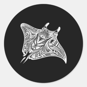 Adesivo Mar de Tatuagem Tribal Manta Ray Polynésia
