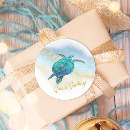 Adesivo Mar e Saudações Tartaruga Costeira do Mar de Praia