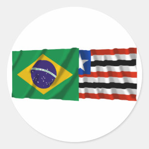 Adesivo Maranhão & bandeiras de ondulação de Brasil