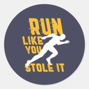 Adesivo Maratona Engraçada Executando Exercício de Trabalh