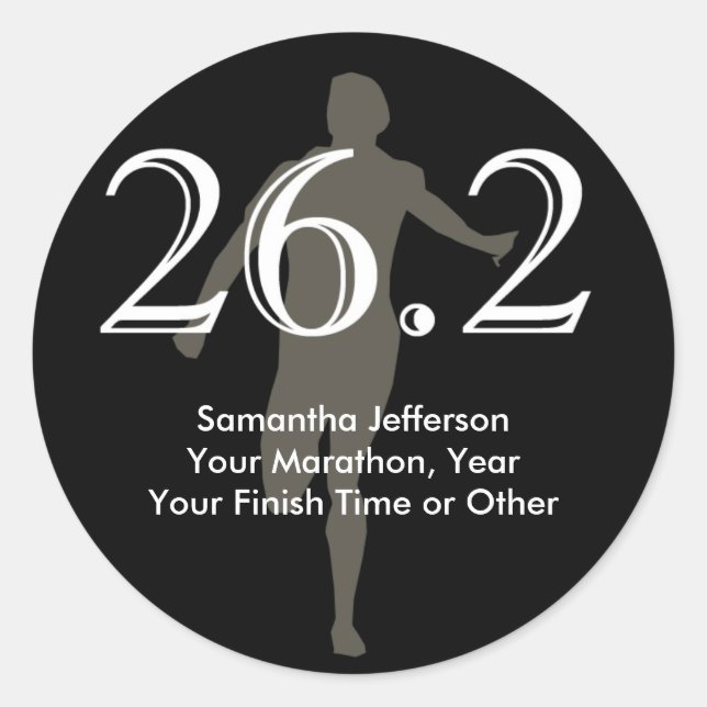Adesivo Maratona Personalizada 26.2 Guardar Preto (Frente)