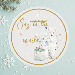Adesivo Maravilha de inverno Snow Wolf Joy para o mundo