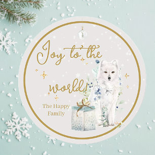 Adesivo Maravilha de inverno Snow Wolf Joy para o mundo
