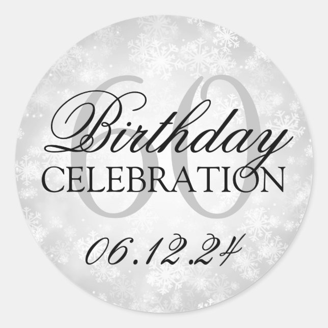 Adesivo Maravilha Elegante 60º Aniversário da Prata Invern (Frente)