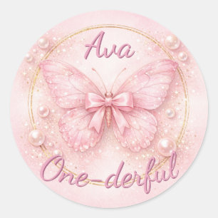 Adesivo Maravilhosa Borboleta Rosa de 1º Aniversário 