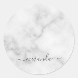 Adesivo Marble Branco de Nome Personalizado de Script Mode