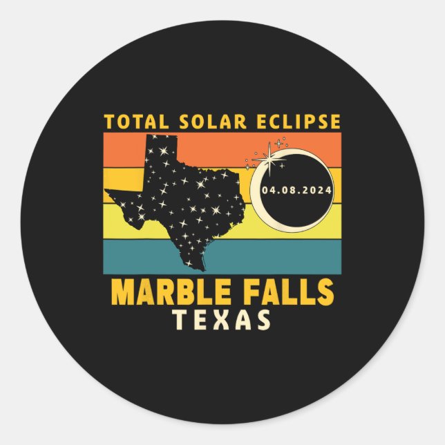 Adesivo Marble Falls Texas Total Eclipse Solar 2024 (Frente)