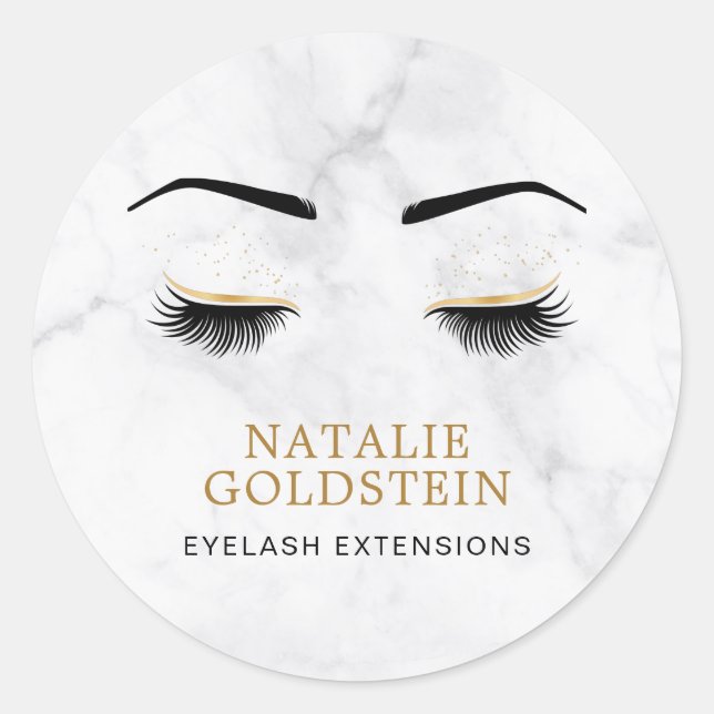 Adesivo Marble Preto e Dourado Beleza de Cílios e Sobrance (Frente)