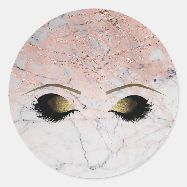 Adesivo Marble Rosa Dourado Makeup Eyelashes BeauParty (Frente)