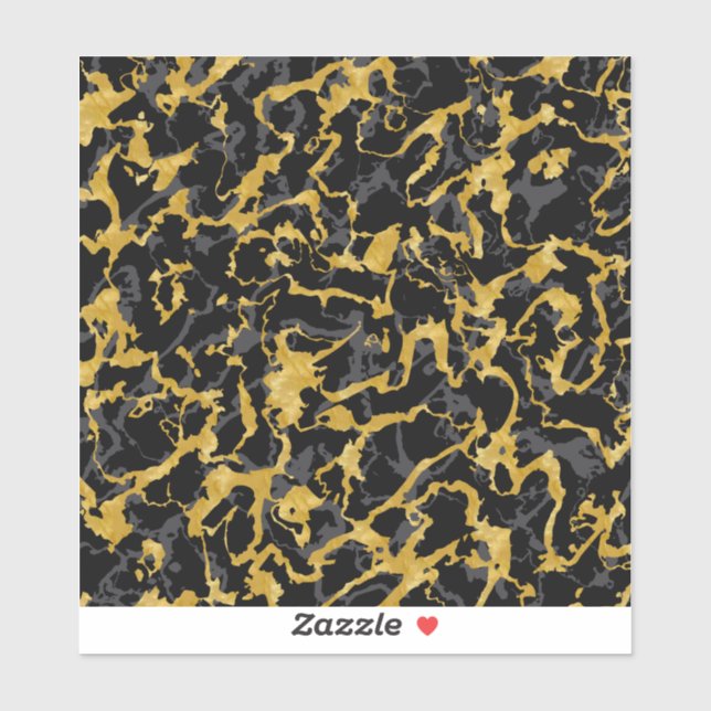 Adesivo Marble Selvagem 8 - Preto e Dourado,Cinza (Folha)