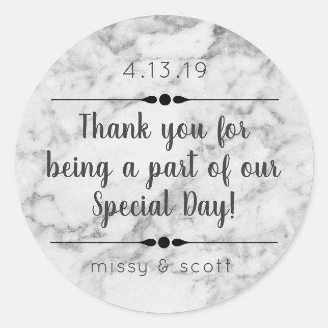Adesivo Marble Wedding Day Favor Labels (Frente)