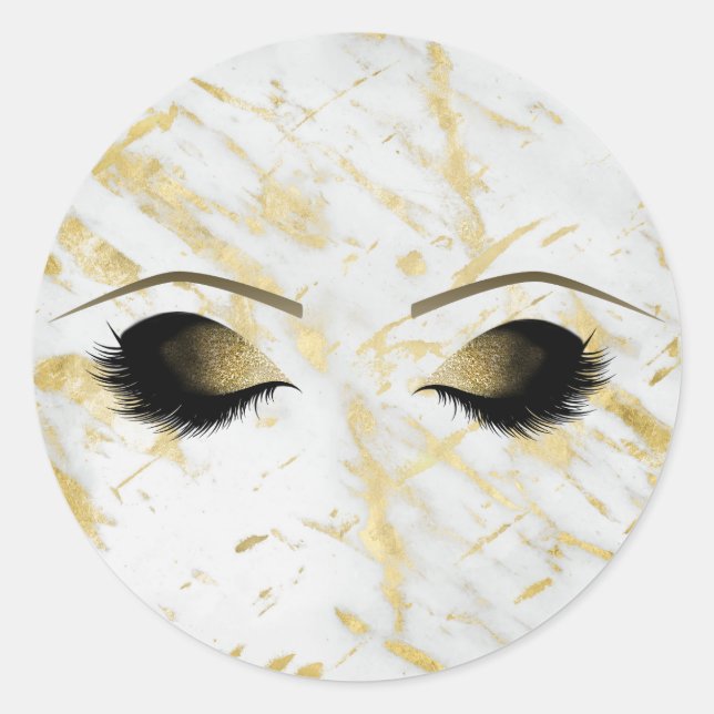 Adesivo Marble White Dourado Makeup Eyelashes BeauParty (Frente)