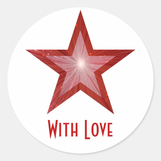 Adesivo Marca adesiva redonda Red Star 'With Love' branca (Frente)