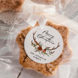 Adesivo marca d'água natal natal alegre floral natal<br><div class="desc">Feliz design de Natal,  rustic stag floral guião moderno e belo partido a favor do sticvkrert. Parte de uma coleção elegante natural,  aterracota,  preta e sensual.</div>