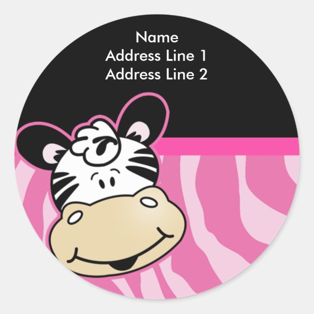 Adesivo Marca de endereço em forma de faixa rosa-zebra (Frente)