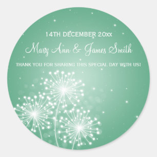 Adesivo Marca de Favor de Casamento Elegante Mint