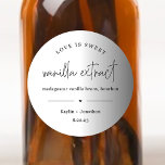 Adesivo Marca de Favor de Casamento Homemade Vanilla Extra<br><div class="desc">O amor é doce. Um modelo de etiqueta bonitinho e moderno para os favores de casamento de baunilha caseira que você pode personalizar com seus ingredientes,  seus nomes e uma data.</div>