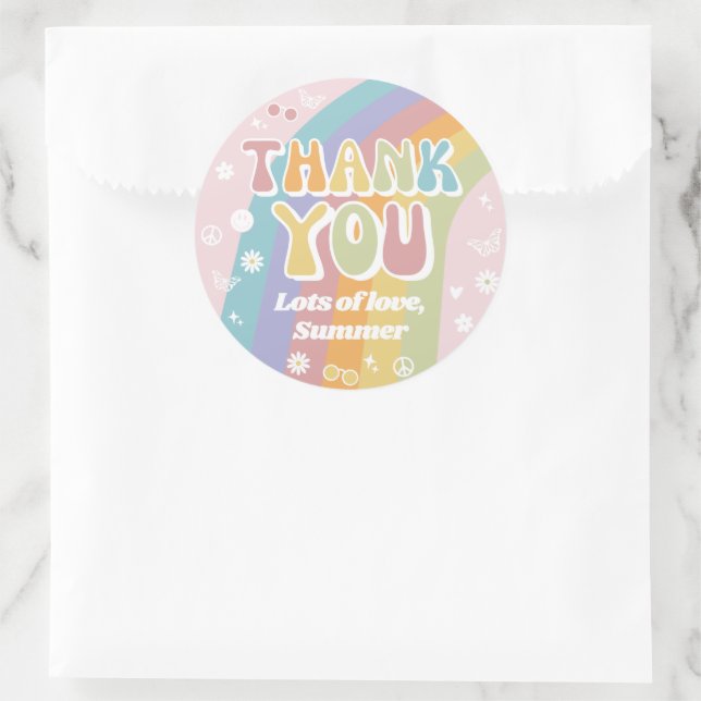 Adesivo Marca de Favor de Groovy Birthday | Groovy Sticker (Bolsa)