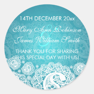 Adesivo Marca de Favor do Casamento Elegante Paisley Lace 