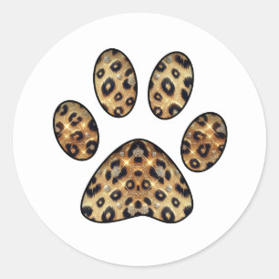 Adesivo Marca de Pata com Brilho de Leopardo Dourado e Pre