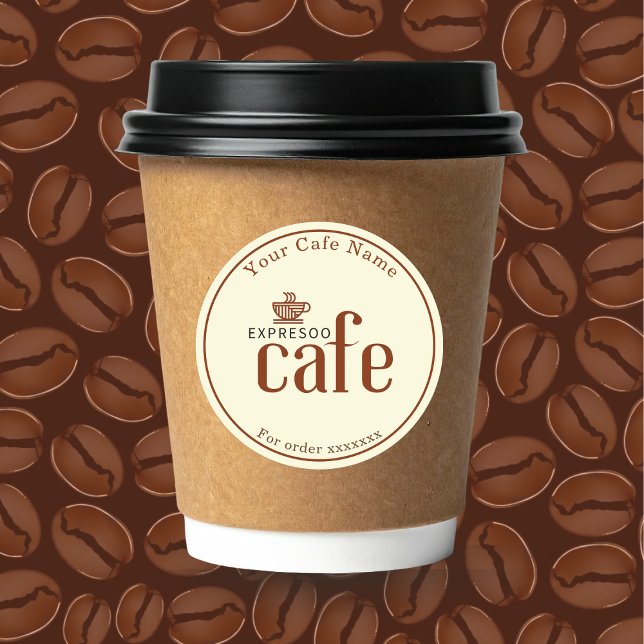 Adesivo Marca Personalizada da Cafeteria Minimal Brown (Criador carregado)