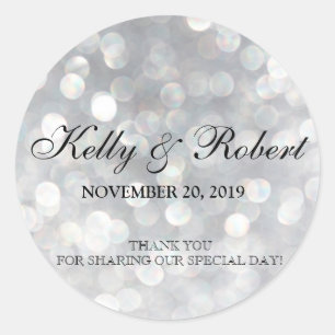 Adesivo Marcação de Favor de Casamento Luzes de Bokeh Eleg