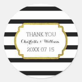Adesivo Marcas de Favor do Casamento Dourado em Black Whit