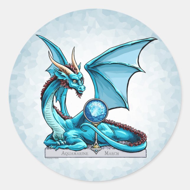 Adesivo Março Birthstone Dragon: Aquamarine (Frente)