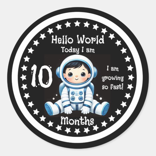 Adesivo Marco de dez meses de bebê Astronauta (Frente)
