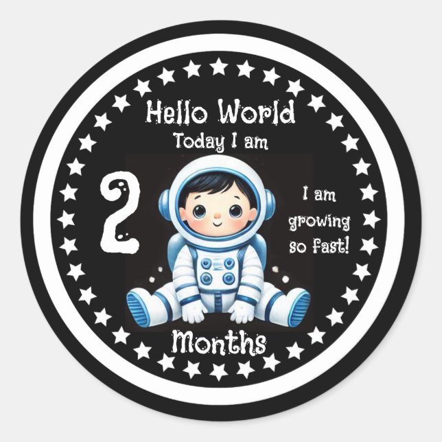 Adesivo Marco de dois meses de bebê Astronauta (Frente)