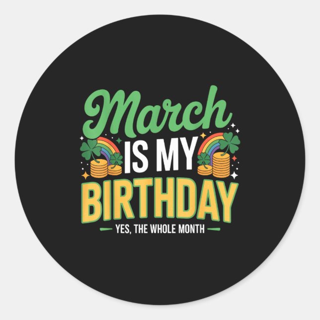 Adesivo Março é aniversário sim o mês todo st patricks (Frente)