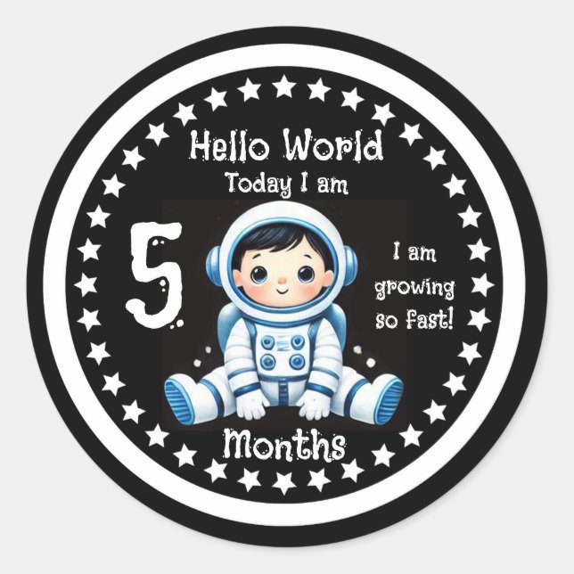 Adesivo Marco importante do bebê de cinco meses Astronauta (Frente)