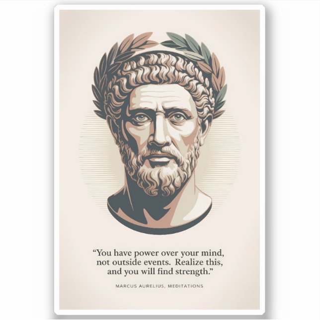 Adesivo Marcus Aurelius Meditations Quote Illustration Art (Frente)