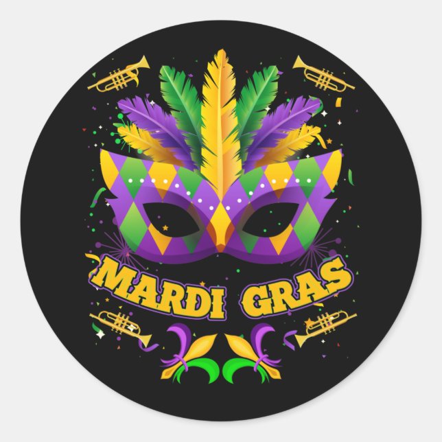 Adesivo Mardi Gras 2022 Girls Mask Miçanga New Orleans Par (Frente)