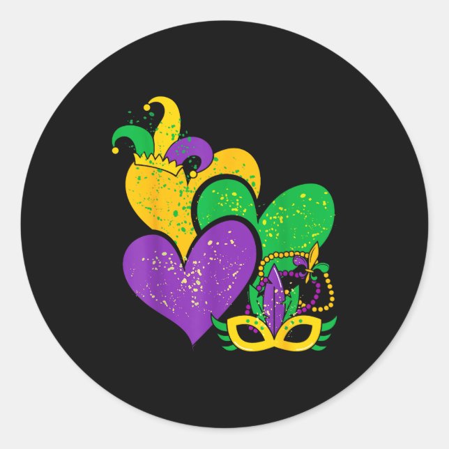 Adesivo Mardi Gras 2025 Cute Hearts Valentine Women Girl K (Frente)