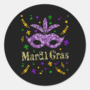 Adesivo Mardi Gras 2025 - Mulheres Novas Orleans - Máscara