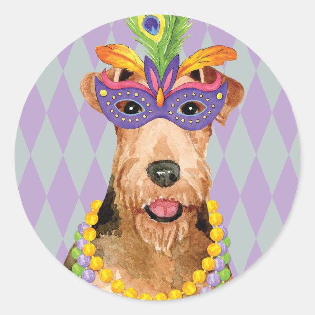 Adesivo Mardi Gras Airedale (Frente)