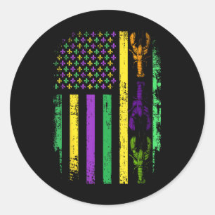 Adesivo Mardi Gras - Bandeira Americana Com Peixe-Giro Nov