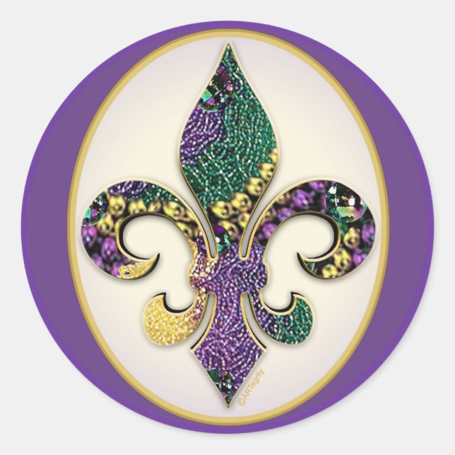 Adesivo Mardi Gras Bead Fleur de lis (Frente)