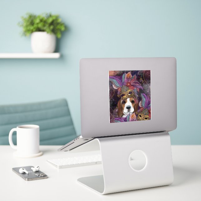 ADESIVO MARDI GRAS BEAGLE (Laptop na mesa)