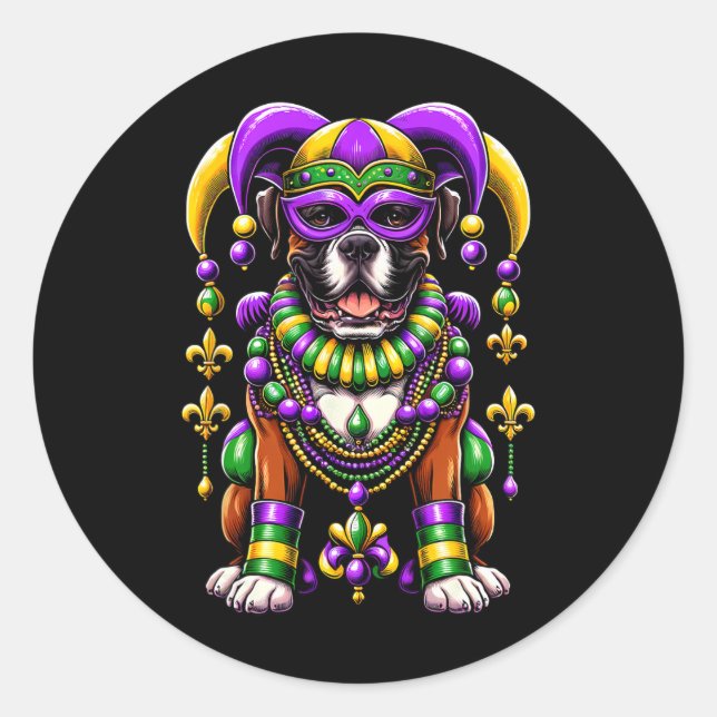 Adesivo Mardi Gras Boxer Dog (Frente)