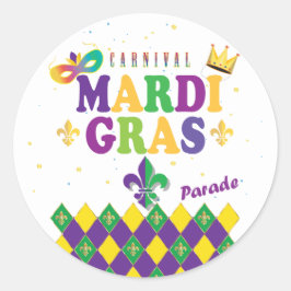 Adesivo Mardi Gras Carnaval Harlequin Fleur de Lis Diamond
