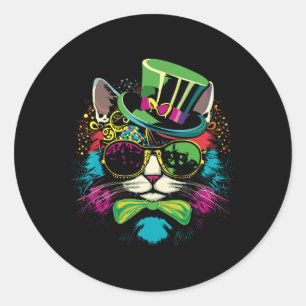 Adesivo Mardi Gras Cat Com Gles De Chapéu