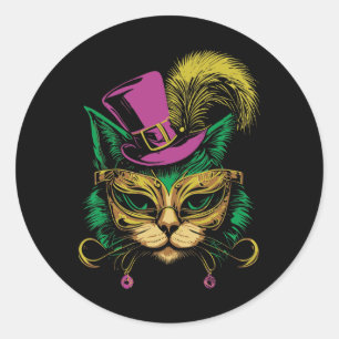 Adesivo Mardi Gras Cat com Hat Gles Mulheres Crianças