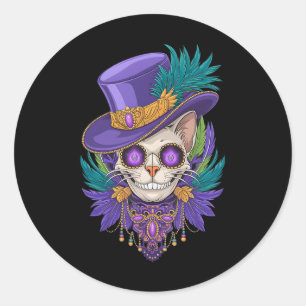 Adesivo Mardi Gras Cat Sugar Skull Carnaval Nova Orleães