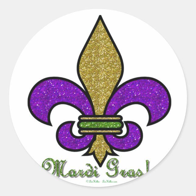Adesivo Mardi Gras Colorido Fleur De Lis (Frente)