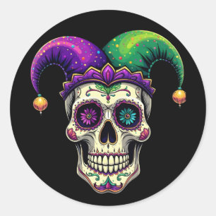 Adesivo Mardi Gras Costume Sugar Skull Carnaval Nova Orlea
