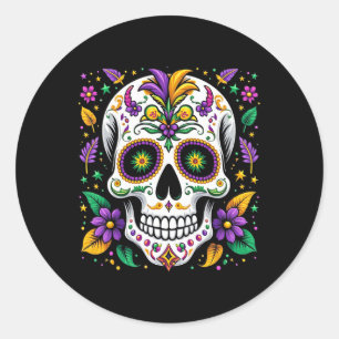 Adesivo Mardi Gras Costume Sugar Skull Carnaval Nova Orlea