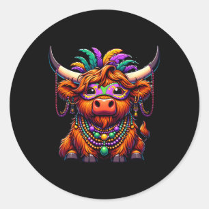 Adesivo Mardi Gras Cow Vestindo Miçangas